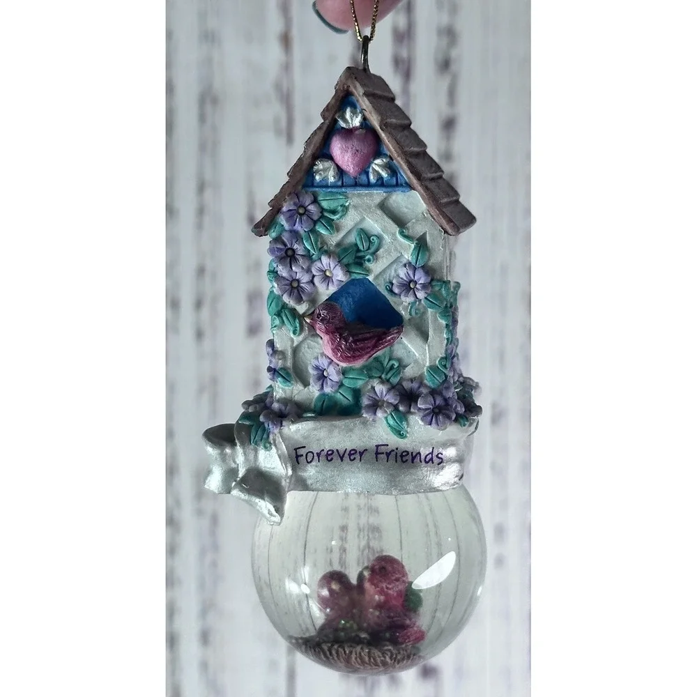 Carlton Cards‎ Birdhouse Hanging Globe Birds Vintage Floral
